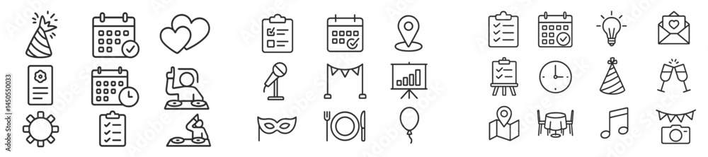Fototapete Collection of web icons in line style representing various concepts such as events, communication, and entertainment