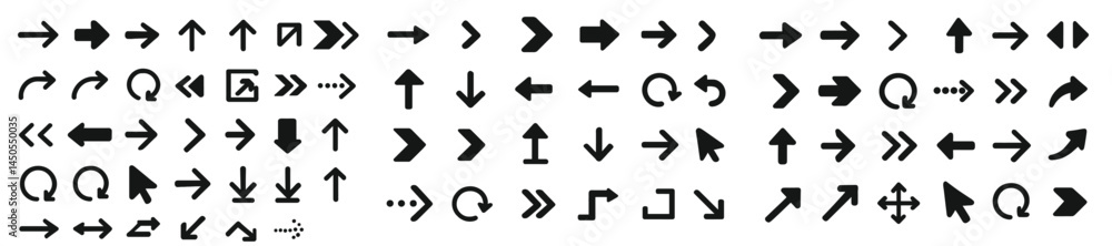 Leinwandbilder Set of web icons featuring various line style arrows and directional indicators for digital design use