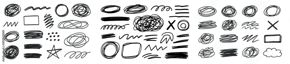 Poster Set of line style web icons featuring various shapes, patterns, and decorative elements for graphic design use