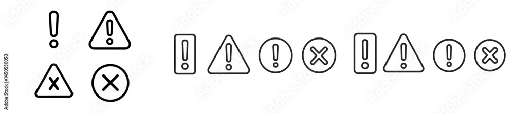 Poster Collection of web icons featuring line style designs for notifications and warnings