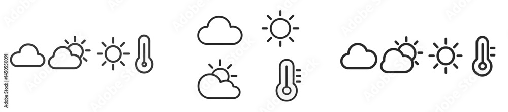 Poster Web icons depicting weather elements in a clean line style suitable for digital applications