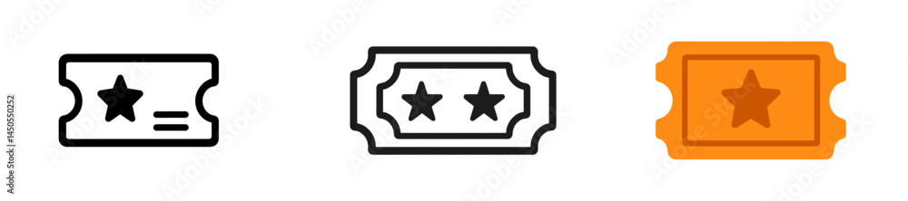 Poster Set of web icons depicting tickets in line style showcasing three variations for digital applications