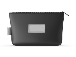 Make Up Kit Bag or Cosmetic Bag Waterproof Travel Toiletry Organizer Bag with Blank  label 3d illustration.