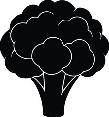 cauliflower head silhouette vector on white 
