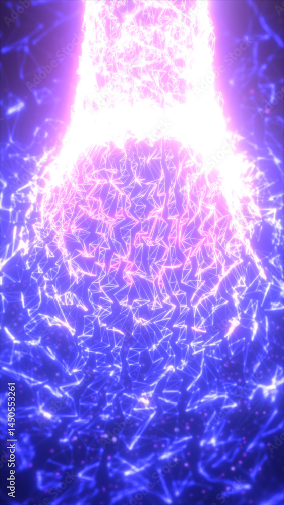 Aufkleber vibrant violet and blue light grid forming an abstract digital network of glowing triangular connect