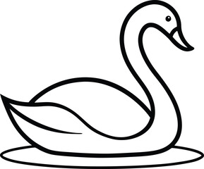Graceful swan bird on the surface of water drawn in elegant continuous line art style ideal for wildlife illustrations lake scenes and serene bird themed decorative prints