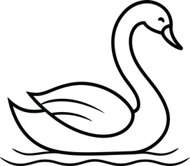 Continuous line artwork of a swan gliding over water surface perfect for elegant bird illustrations peaceful nature prints wildlife themes and minimalist decorative art