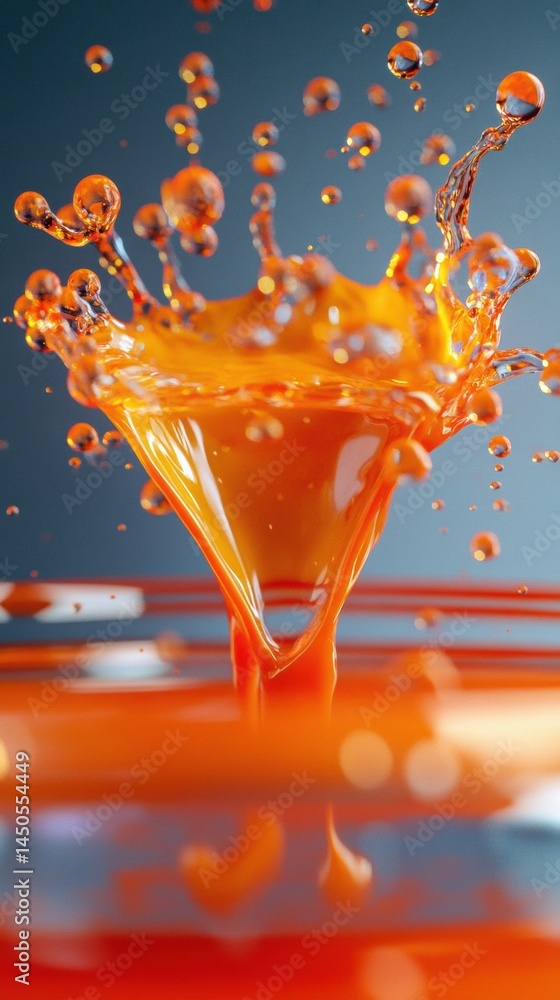 Poster macro shot captures stunning explosion of tomato juice with ultra-realistic droplets showcasing intr