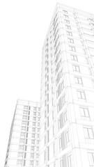 Fototapeta premium Abstract buildings 3d rendering. Architectural background 