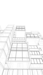 Abstract buildings 3d rendering. Architectural background 