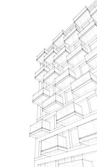 abstract architecture building 3d rendering