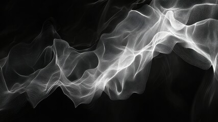 Fototapeta premium Abstract white glowing curved lines on black