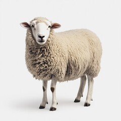 Obraz premium Sheep grazing in a serene pasture farm landscape animal photography rural environment close-up viewpoint symbol of agriculture