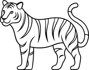 Tiger in continuous line art drawing style with an abstract composition, focusing on the powerful and graceful features of the tiger, presented in a modern artistic approach.