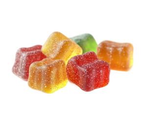 Colorful gummy candy display kitchen counter food bright isolated on transparent background