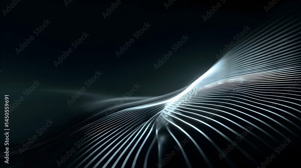 Poster captivating wavy lines gracefully cascading creating a dynamic visual journey across a dark backdrop