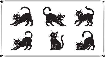 Playful Black Cat Silhouette Icon Vector for Pet, Animal Branding, and Fun Graphic Design
