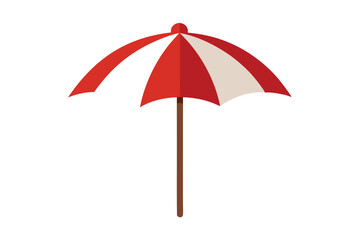 Obraz premium Minimalist red and white beach umbrella standing isolated on a white background