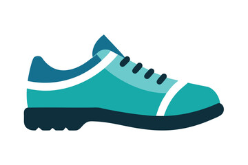 Cartoon illustration of a stylish teal athletic shoe suitable for running