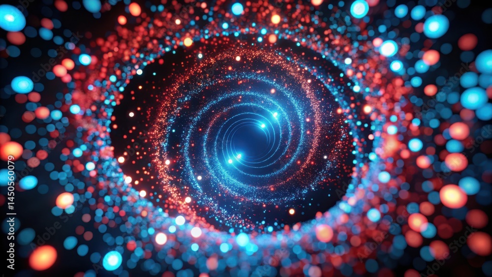 Leinwandbilder Abstract swirl of glowing particles in red and blue hues, creating a mesmerizing vortex of light and energy