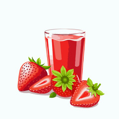 full of glass strawberry juice and strawberry