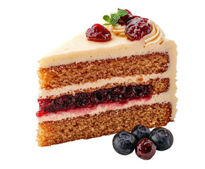 Delicious layered cake slice bakery food bright kitchen isolated on transparent background