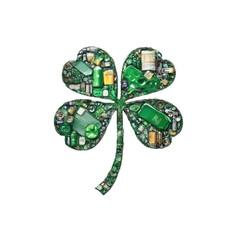 Green Shamrock Made of Recycled Plastic and Glass Waste