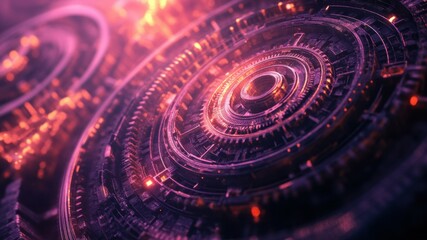 Abstract purple circular machine design