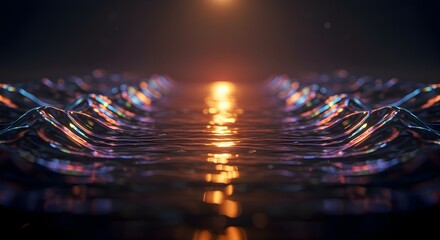 Mesmerizing Abstract Digital Art Iridescent Waves and Glowing Light