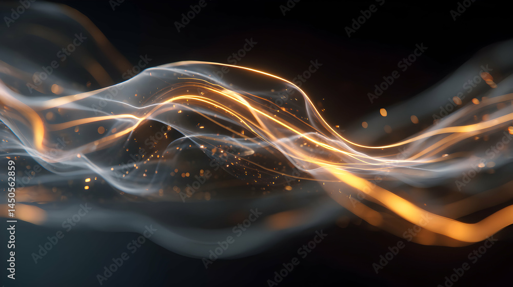 Poster radiant flows of light grace the darkness creating a visual symphony of luminescence and ethereal mo