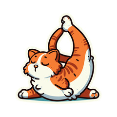 Cartoon Yoga Cat in a Playful Pose – Sticker Design