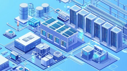 Fototapeta premium Futuristic Technology Data Center with High-Tech Infrastructure Layout