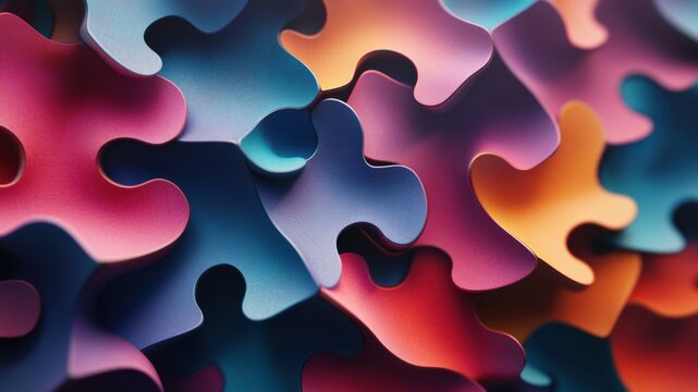 Colorful puzzle pieces connected as symbol for unity
