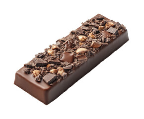 Delicious chocolate bar topped with nuts and cocoa gourmet food isolated on transparent background