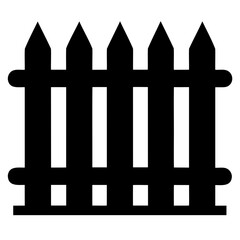 Flat black fence vector silhouette perfect for design on transparent background