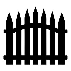 Clean black fence shape vector icon on transparent background