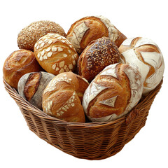Freshly baked artisan bread varieties bakery display food cozy atmosphere isolated on transparent background