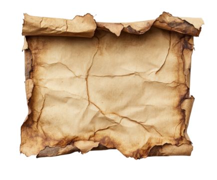 Aged paper texture digital asset creative environment top-down view vintage concept isolated on transparent background