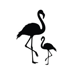 Vector Image Of Silhouette Flamingoes