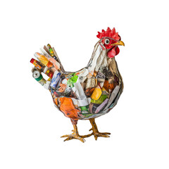 Recycled Paper Mache Hen Sculpture - Upcycled Art