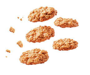 Baking delicious oatmeal cookies kitchen food bright environment top view isolated on transparent background