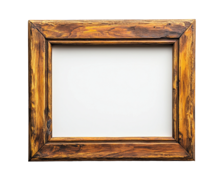 Rustic wooden frame displaying blank home simple natural isolated on transparent background