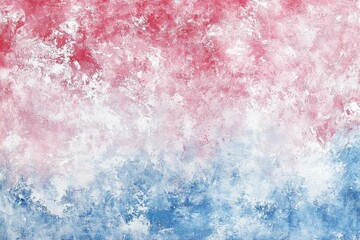 Obraz premium Abstract painting with blended red and blue hues, textured like a rocky surface. Soft gradations from light pink to deep red over a base of light blue to dark blue