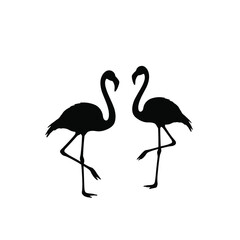 Vector Image Of Silhouette Flamingoes