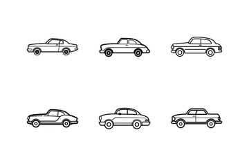 retro car vector line art illustration