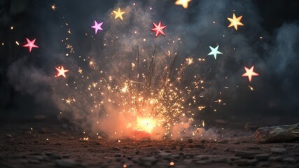 Sparkling celebration with colorful stars