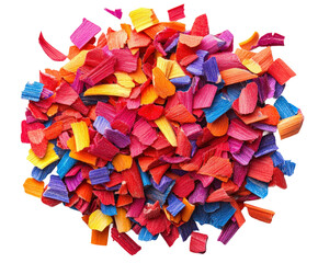 Colorful wood shavings creative workshop visual content environment isolated on transparent...