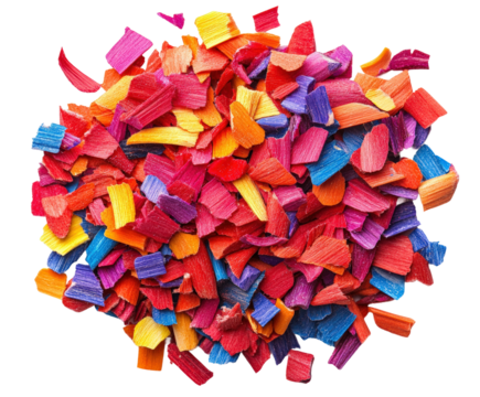 Colorful wood shavings creative workshop visual content environment isolated on transparent background