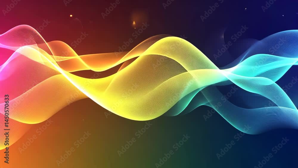 Poster dynamic gradient waveforms flowing in harmony against a vibrant background