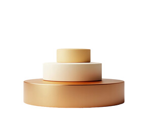 Minimalist cake display stands at modern event venue elegant design bright atmosphere isolated on transparent background